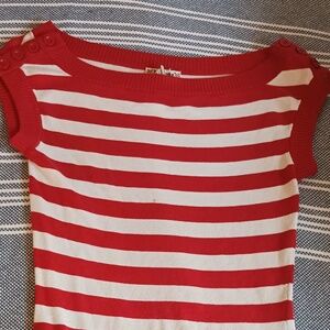 Red and White striped Gadzooks sleeveless boat shirt